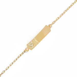 Pulseira Infantil Chapinha Ursinho em Laser 1,1g 13cm