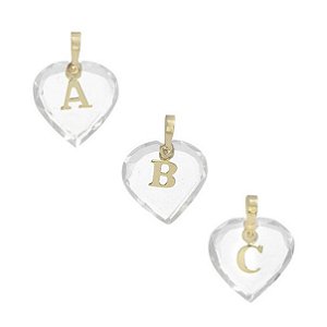 Pingente Iniciais com Cristal de Coração 0,3g