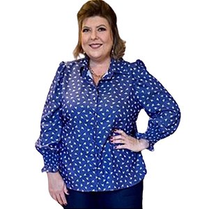 Camisa Manga Princesa Estampada Punho C/ Lastec
