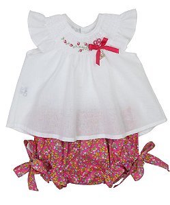 Bata Com Culote Menina Viva A Vida Bordados Rococó Roana - Estampado Pink