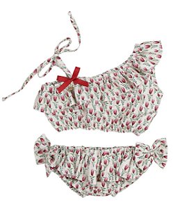 Banho De Sol Menina Tulipas Roana - Estampado Vermelho