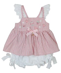 Conjunto Bata Com Culote ou Short Menina Cupcake Roana - Rosa Listrada