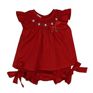 Bata Com Culote Menina Natal Roana - Vermelho