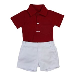 Conjunto Polo Menino Natal Roana - Vermelho