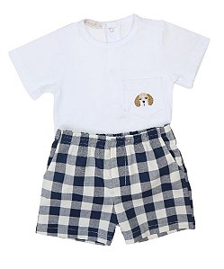 Conjunto Masculino Xadrez Marinho Roana