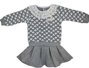 Conjunto Com Saia Menina Mimos Do Coração Roana - Cinza