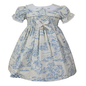 Vestido Infantil Toile Du Jour Azul Roana