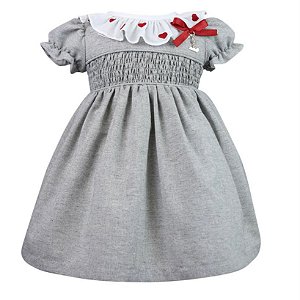 Vestido Corações Menina Roana - Cinza
