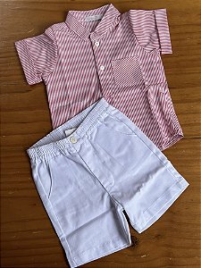 Conjunto Listrada Menino Natal Vermelho Roana - Vermelho