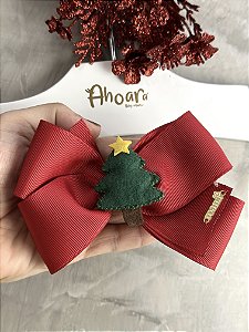 Laço Infantil Grande Árvore Luz de Natal Vermelho Roana