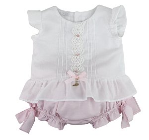Conjunto Bata Com Culote ou Short Menina Rosa Dos Sonhos Roana - Rosa