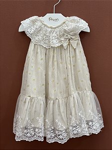 Vestido Infantil Renda Cavalinho de Pau Dourado Roana