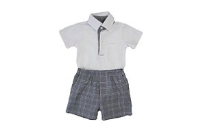 Conjunto Polo com Short Menino - Cinza