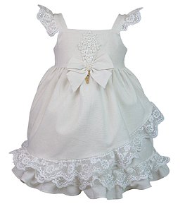 Vestido Infantil Rendas Cavalinho de Pau Marfim Roana