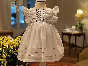 Vestido Infantil Zig-Zag Branco Roana