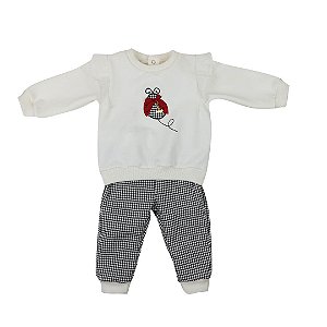 Conjunto Infantil de Moletom Joaninha Pied Poule Roana