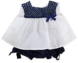 Conjunto Bata com Culote ou Short Crochê - Marinho