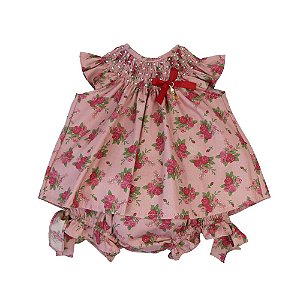 Conjunto Infantil Bata com Culote ou Short Flores Roana