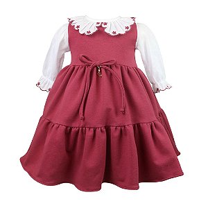 Vestido Infantil Moletim Marsala Roana