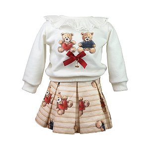 Conjunto Moletom com Saia Teddy do Meu Coração