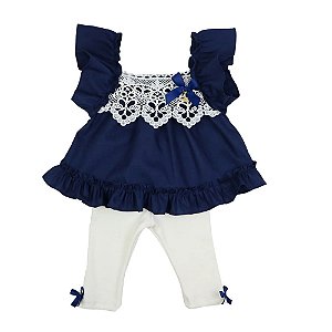 Bata com Legging Jardim Marinho