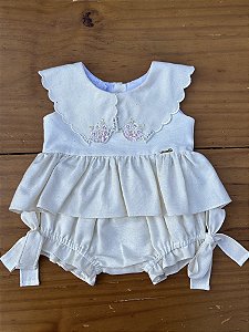 Conjunto Infantil Bata com Culote ou Short Herança Nobre Marfim Roana