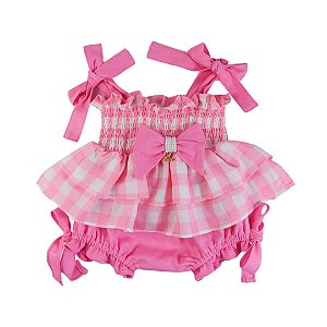 Conjunto Bata com Culote  ou Short Encanto com Laço