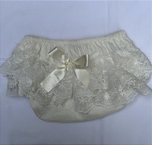 Calcinha Infantil Babado de Renda Bumbum Rico Off White Roana