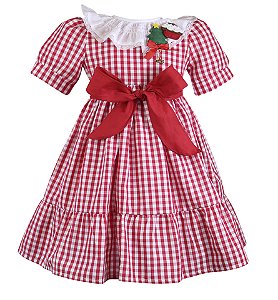 Vestido Infantil Docinho Luz de Natal Xadrez Roana