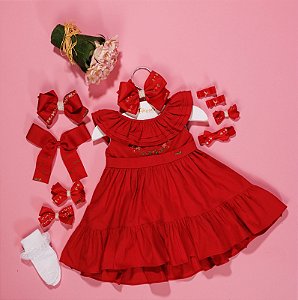 Vestido Infantil Cavado Festa Chapeuzinho Vermelho Roana