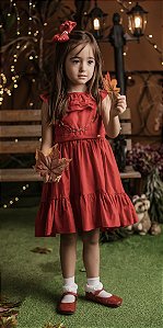 Vestido Infantil Cavado Festa Chapeuzinho Vermelho Roana