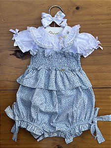 Jardineira Infantil com Body Borboletando Roana