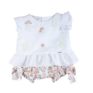 Bata com Culote ou Short Jardim Borboletando - Rosa