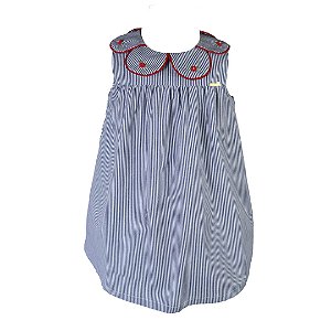 Vestido Infantil Pétalas do Mar Listrado Azul Marinho Roana