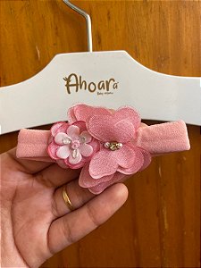 Faixa Infantil de Meia de Seda Média Flor Borboleta 3D Roana