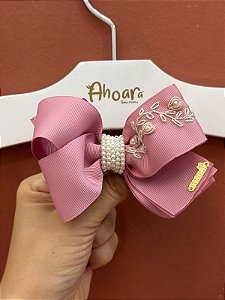 Laço Menina Infantil Rosa Seco Grande Poemas das Flores Roana