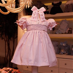 Vestido Infantil Rosa Luxo Mimos e Rendas Roana