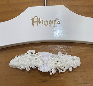 Faixa de Cabelo Infantil para Batizado Gripuir com Laço Branca Roana