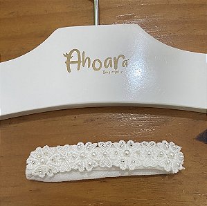 Faixa de Cabelo Infantil para Batizado Gripuir Bordada Branca Roana