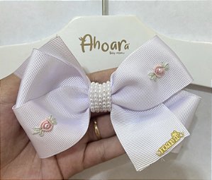 Laço Infantil Grande de Gorgurão Rococó e Pérolas Roana