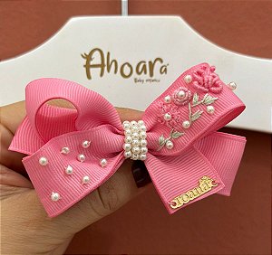Laço Infantil Médio de Gorgurão Borboletando Rosa Roana