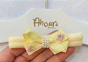 Faixa de Cabelo Infantil Pequena Rococó e Pérolas Roana