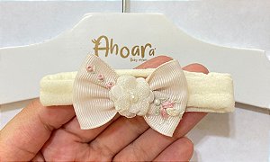 Faixa de Cabelo Infantil Pequena de Laço Delicado Marfim Roana