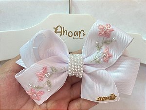 Faixa de Cabelo Infantil Grande Bordado e Pérolas Roana