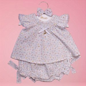 Conjunto Infantil Bata com Culote ou Short Sonho Azul Estampado Roana