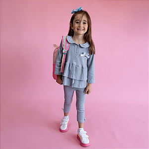 Conjunto Infantil Casaquinho com Legging Aerolook Azul Roana