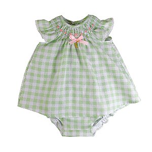 Vestido Infantil com Calcinha Frescor com Toque de Morango Xadrez Roana