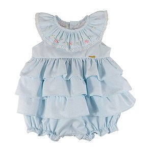 Pimpão Infantil Babados e Bordado Sonho Azul Roana