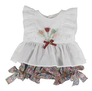Conjunto Infantil Bata com Culote ou Short Boho Chic Estampado Roana