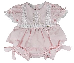 Conjunto Infantil Bata com Culote ou Short Rosa Roana